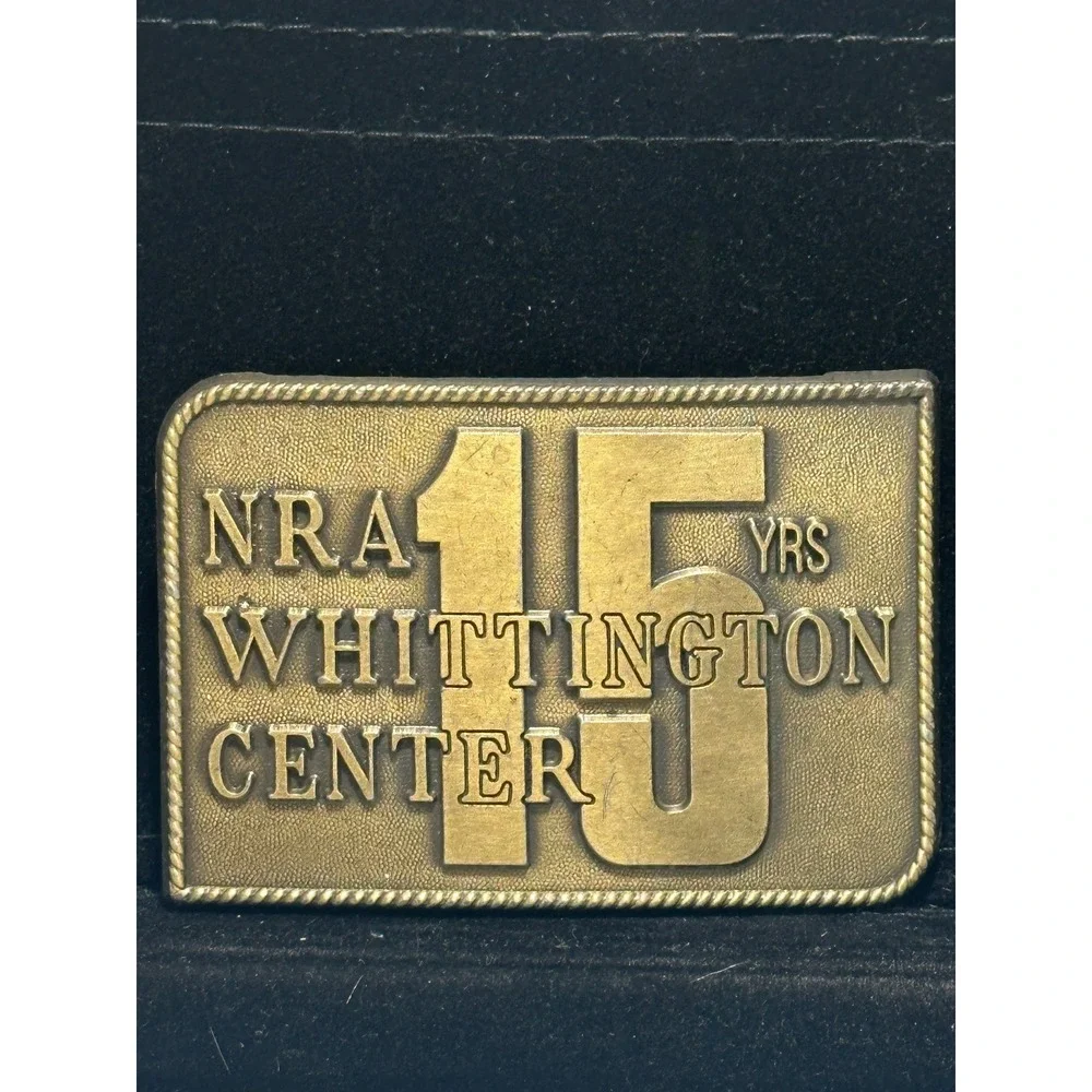 Vintage 1988 NRA Whittington Center 15 Years Anniversary Brass Tone Belt Buckle